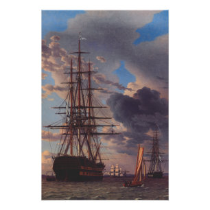 Schip en een fregat voor anker perfect poster