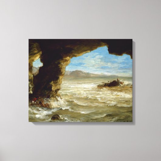 schip Ferdinand Delacroix aan de kust Canvas Afdruk (Voorkant)