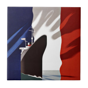 Schip Frans lijn Vintage Travel Tegeltje