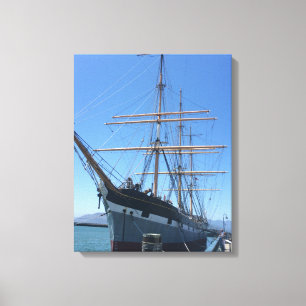 Schip in de haven canvas afdruk
