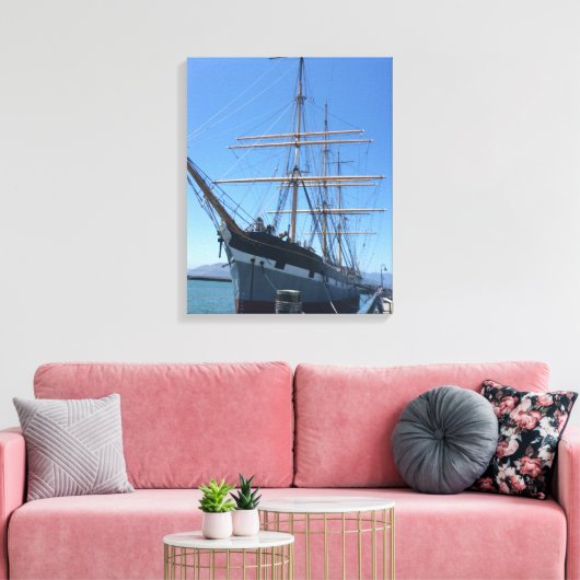 Schip in de haven canvas afdruk (Insitu (Woonkamer))