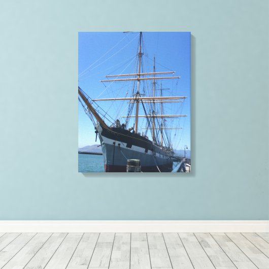 Schip in de haven canvas afdruk (Insitu (Houten vloer))