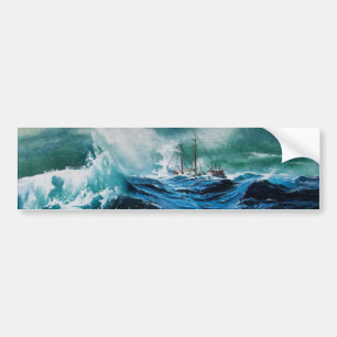 Schip in de zee in storm bumpersticker
