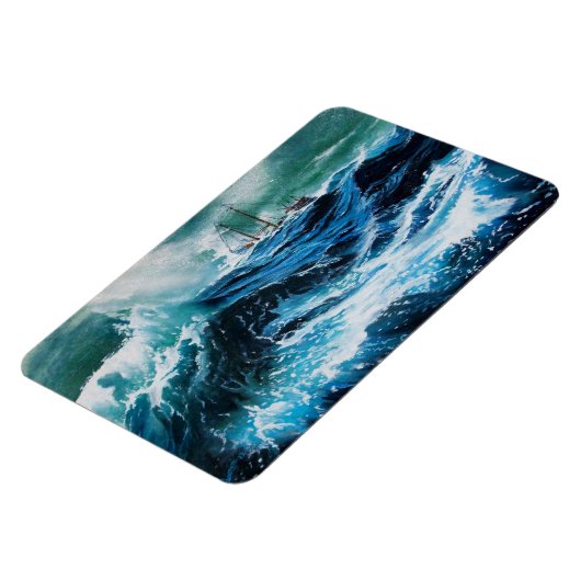 Schip in de zee in storm magneet (Linkerzijde)