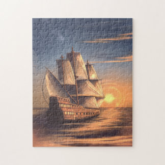  schip in de zonsondergang legpuzzel