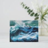 Schip in het Zee in Storm Briefkaart (Staand voorkant)