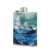 Schip in het Zee in Storm Heupfles (Links)