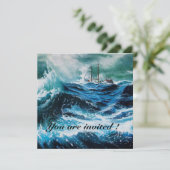Schip in het Zee in Storm Kaart (Staand voorkant)