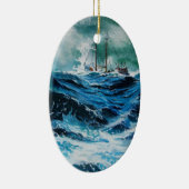 Schip in het Zee in Storm Keramisch Ornament (Rechts)