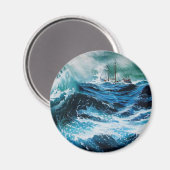 Schip in het Zee in Storm Magneet (Voorkant / Achterkant)