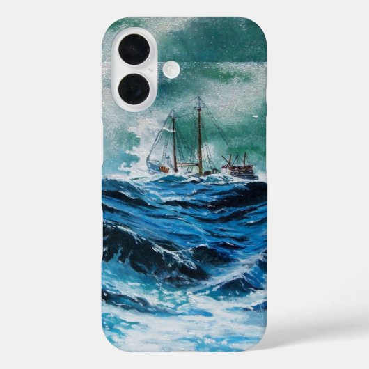 Schip in het Zee in Storm / marineblauw Case-Mate iPhone Case (Achterkant)
