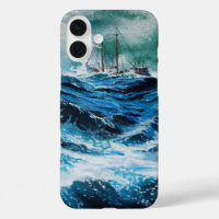 Schip in het Zee in Storm / marineblauw