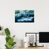 Schip in het Zee in Storm Poster (Thuiskantoor)