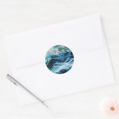 Schip in het Zee in Storm Ronde Sticker (Envelop)