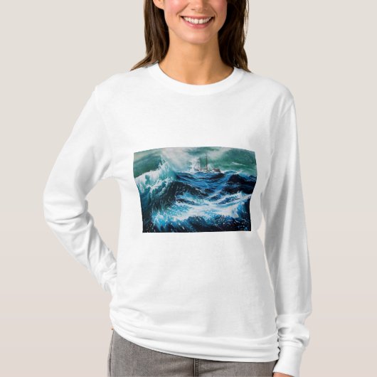 Schip in het Zee in Storm T-shirt (Voorkant)