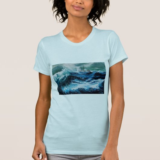 Schip in het Zee in Storm T-shirt (Voorkant)