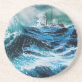 Schip in het Zee in Storm Zandsteen Onderzetter (Voorkant)