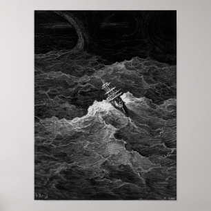 Schip in stormachtig zee poster