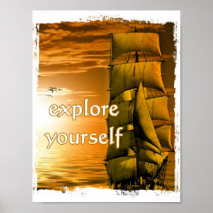  schip motivatie citaat verkenning jezelf poster