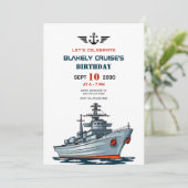 Schip Navy leger verjaardag Kaart (Staand voorkant)