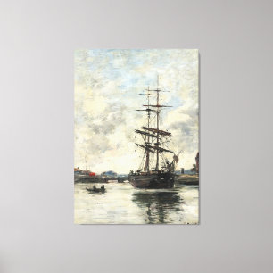 Schip op de Touques Eugene Boudin(Frans, 1824-189 Canvas Afdruk