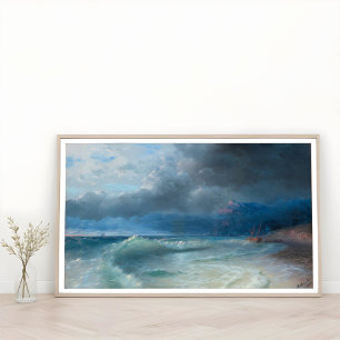 Schip op een Stormy Morning, Aivazovsky Poster