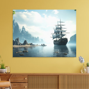 schip op het zee canvas afdruk