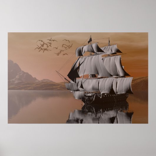schip op het zee poster (Voorkant)