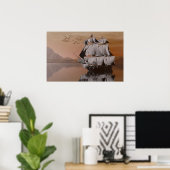 schip op het zee poster (Thuiskantoor)