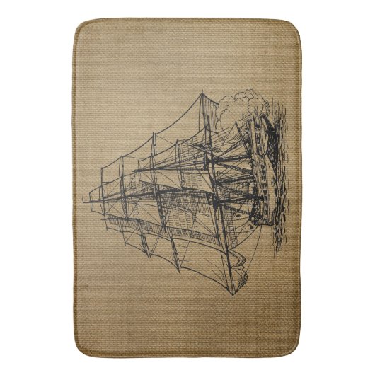  schip op Rustic faux burlap Badmat (Voorkant Verticaal)