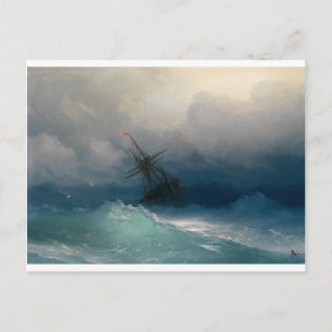 Schip op Stormy Zeeen, Ivan Aivazovsky - Briefkaart