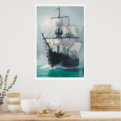 Schip uit de mist - Spirituele reis Poster (Keuken)
