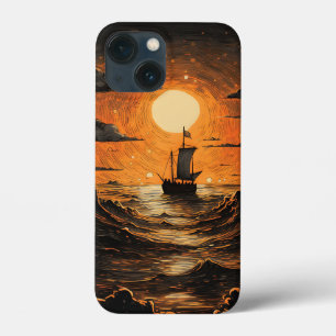 Schip varen in de nacht iPhone 13 mini hoesje