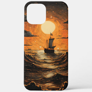 Schip varen in de nacht iPhone 12 pro max hoesje