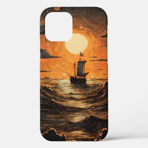Schip varen in de nacht iPhone 12 pro hoesje