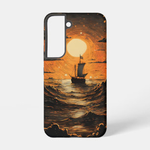 Schip varen in de nacht samsung galaxy hoesje