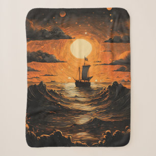 Schip varen in de nacht sherpa deken