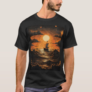 Schip varen in de nacht t-shirt