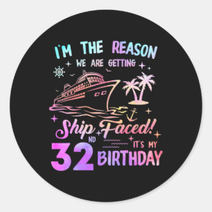 Schip Vierde 32e Verjaardags Cruise 32 Jaar Oude V Ronde Sticker