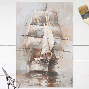Schip Zeilolie Schilderij Decoupage Tissuepapier