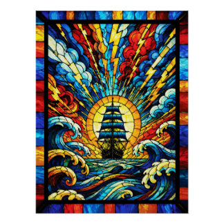 Schip Zeilt Door Storm Perfect Poster