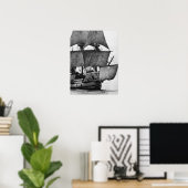  Schip zwart en wit Poster (Thuiskantoor)