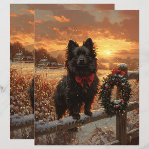 Schipperke Chien Russe Hiver Scrapbook papier
