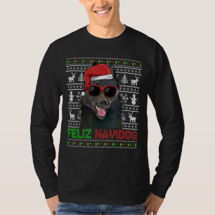 Schipperke Dog Feliz Navidog Funny Kerstmis T-shirt