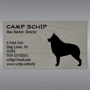 Schipperke Dog Silhouette Faux Wood Grain Visitekaartje Magneet