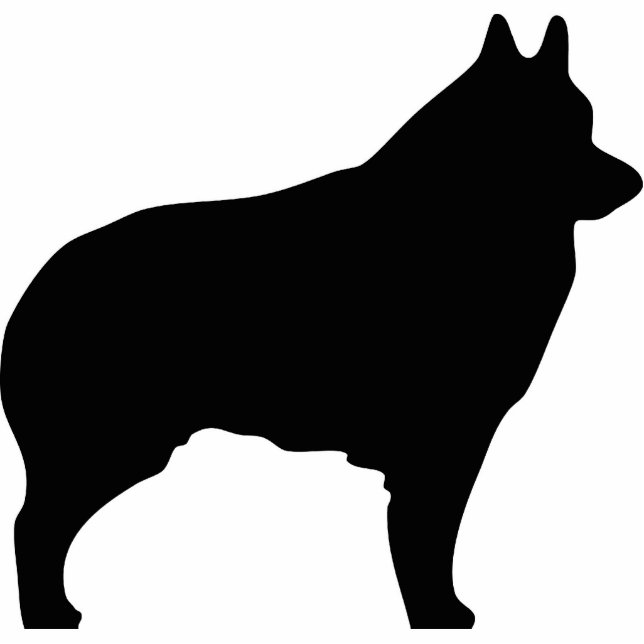 Schipperke dog silhouette fotobeeldje ornament (Voorkant)