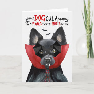 Schipperke Hond Grappige Count DOGcula Halloween Feestdagen Kaart