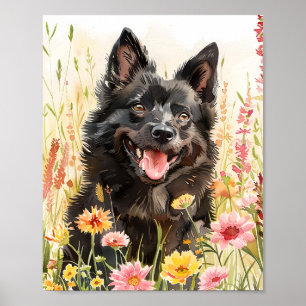 Schipperke Hond Waterverf Portret Muur Poster