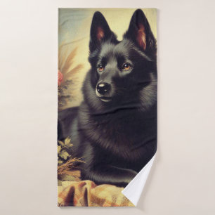 Schipperke Hondenschilderij Badhanddoek