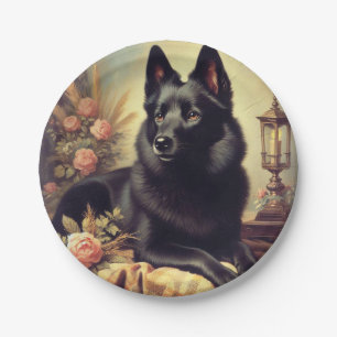 Schipperke Hondenschilderij Papieren Bordje